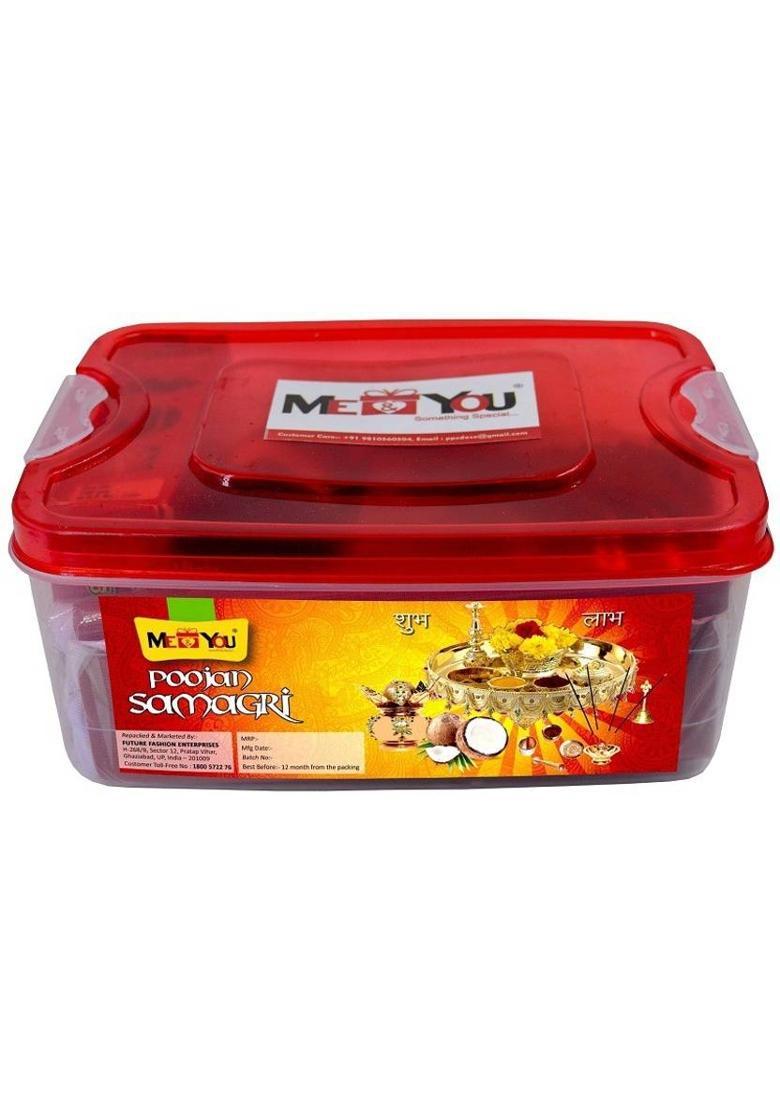 ME&YOU Puja Kit, Navratri Puja Kit, Diwali Pujan Samagri, All Complete Pujan Samagri in One Kit with Rangoli Powder (Pooja Kit, Rangoli Powder) Prayer Kit - Indya