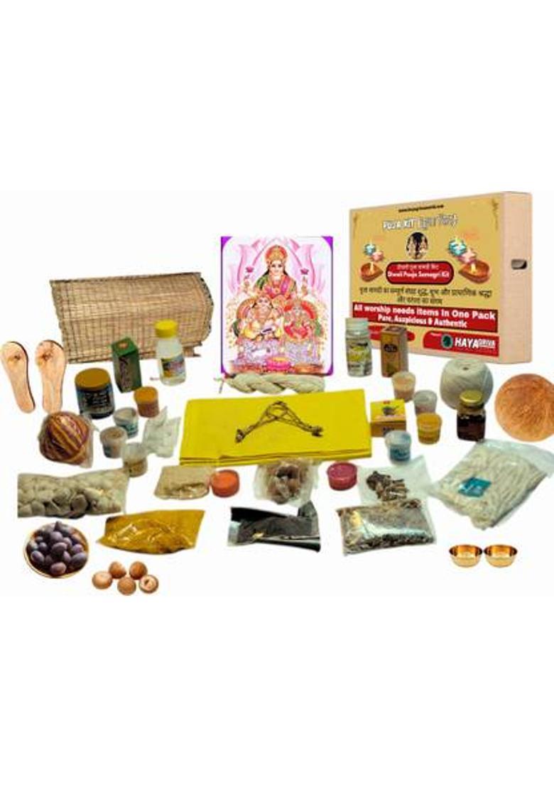 HAYAGRIVA WORLD Diwali Puja Kit | Laxmi Ganesh Pujan Box | Best Festive Gift & Home Samagri Pack Prayer Kit - Indya