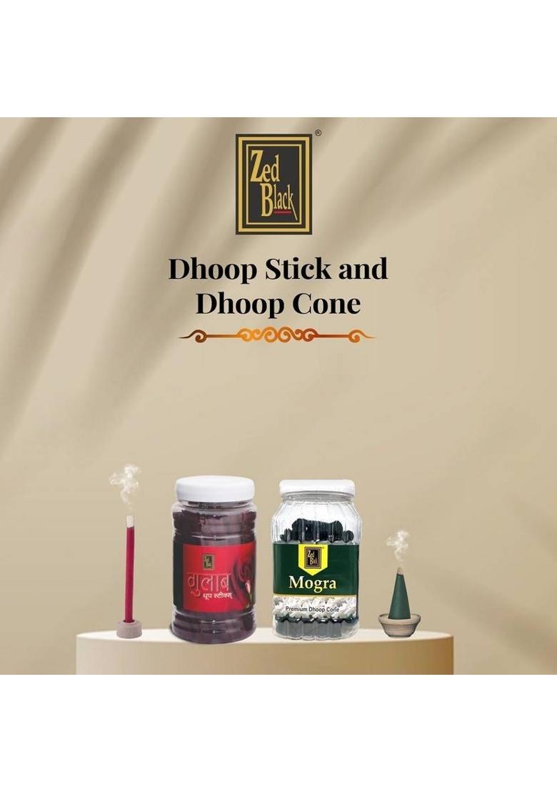 Zed Black Incense Sticks Kit, Dhoop Cones & Sticks, Sambrani Cup & Guggal Cup (Combo Set) Sandalwood, Amber&nbsp;&nbsp;(19 Units, Set of 1) - Indya