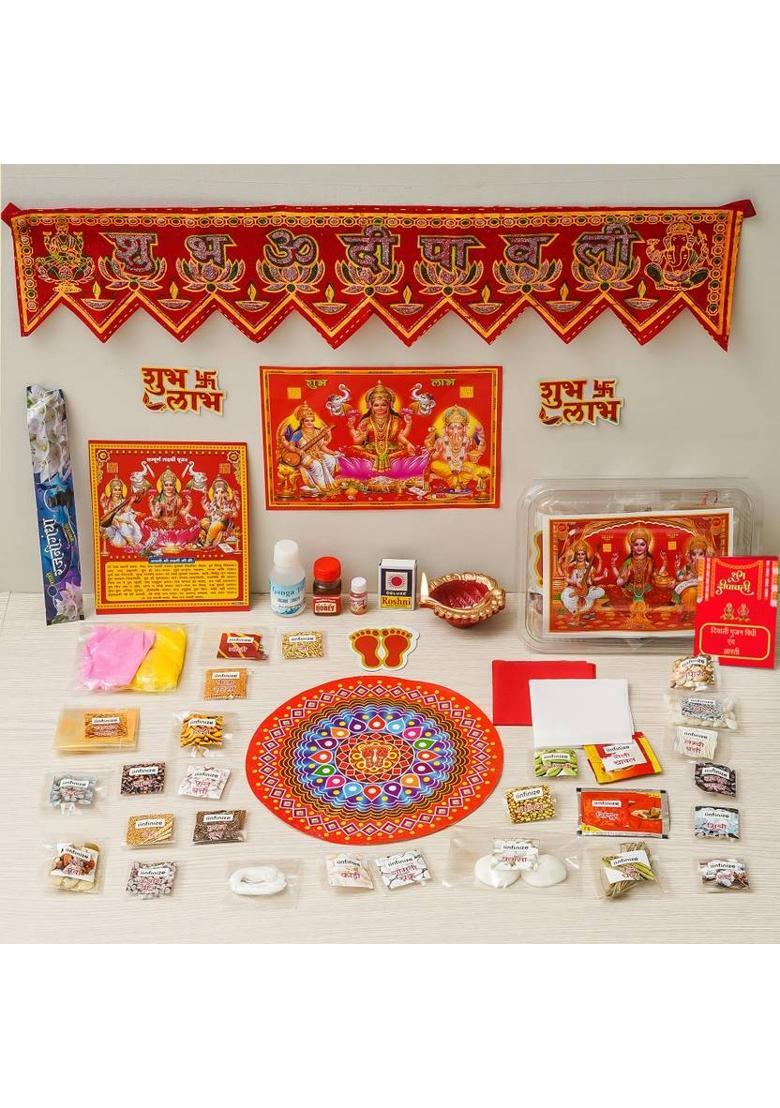 iinfinize Pooja Kit 41 pcs set Diwali Puja Samagri Kit Prayer Kit - Indya