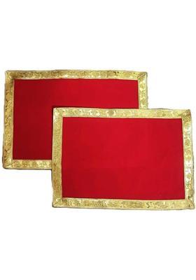 ADVIKA COLLECTION Pack of 2 Velvet Puja Aasan 12x18 inch | Mandir Prayer Cloth for God Prayer Kit