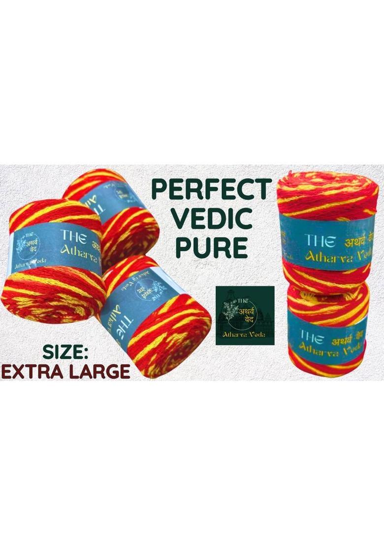 The Atharva-veda 5 Religious MOLI Red Saffron Rakshasutra For Pooja KALAVA Sacred Thread Size XXL&nbsp;&nbsp;(250 g) - Indya