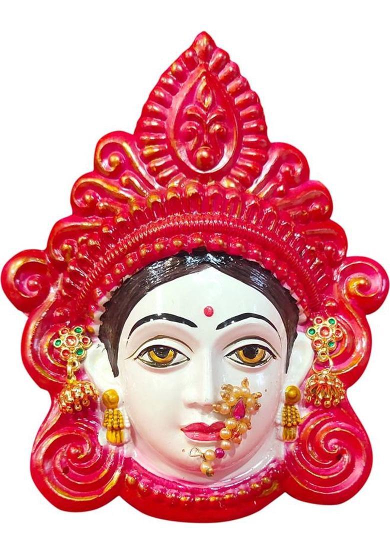 Ayodhya Bhakti Complete Mahalaxmi Puja Samagri Kit Face !! Mukhota Dress !!Mangalsutra !! Golmal !! Chunari !! Veni !! Polyfibre Goddess Mata Mahalakshmi (Laxmi) Face !! Margashirsha Laxmi Face For Puja Prayer Kit - Indya