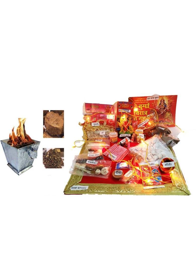 Sprha Navratri Puja samagri kit , Photo n Hawan Cup ( 35 Items) Prayer Kit - Indya