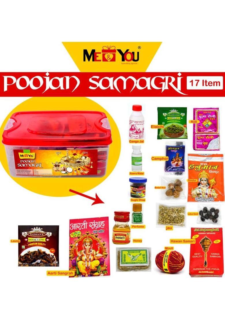 ME&YOU Pooja Kit, Pooja Samagri for Navratras, 17 item for Poojan Prayer Kit - Indya