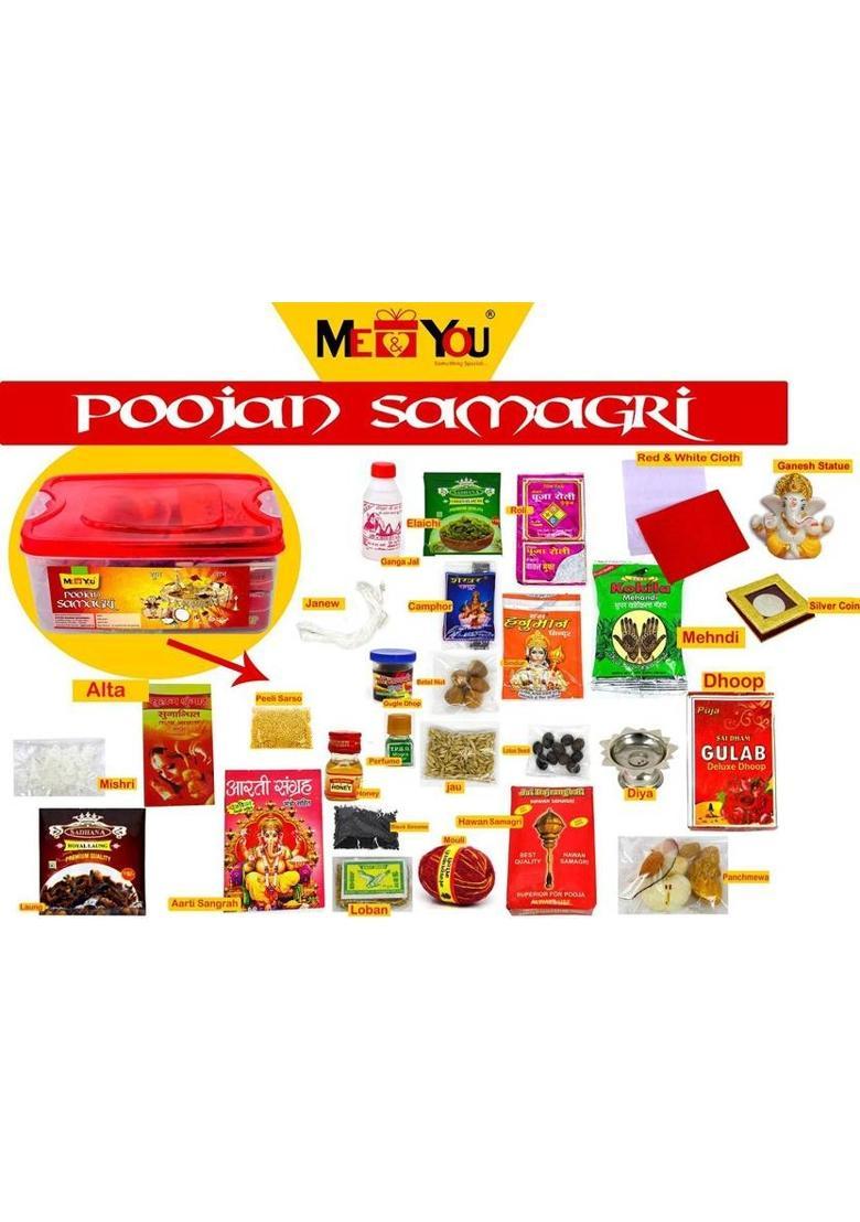 ME&YOU 25 Items Puja Samagri Pack for All Auspicious Ceremonies Prayer Kit - Indya