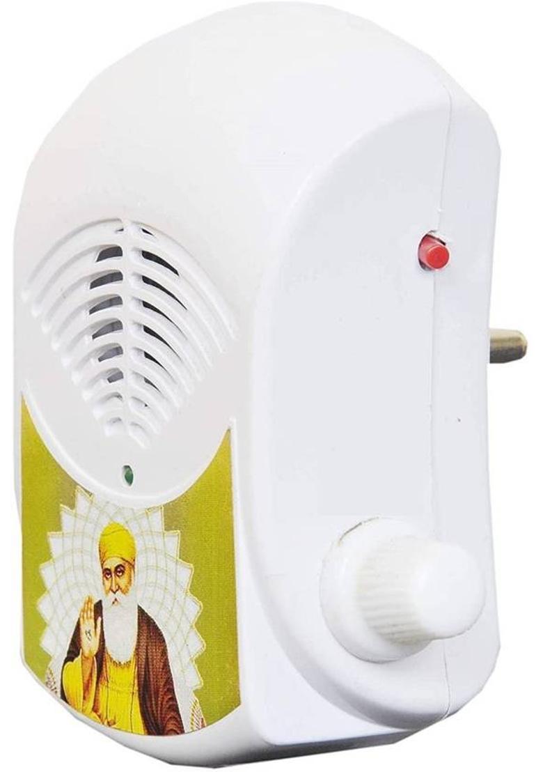 Utkarsh Mini Parrot Hindu Sikh Religious Continuous Sound 10 in 1 Types Plug N Play Satnam Wahe Guru Nank Dev Ji Mantra Machine Spiritual Pooja Chanting Bell with Electric Led Light Prayer Kit Plastic Pooja Bell&nbsp;&nbsp;(Multicolor, Pack of 1) - Indya