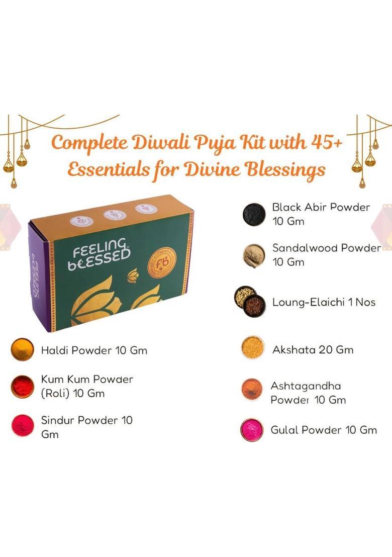 feelingblessed Feeling Blessed Diwali Puja Kit – 45+ Lakshmi Pooja Items, Diyas, Ghee & More Prayer Kit - Indya
