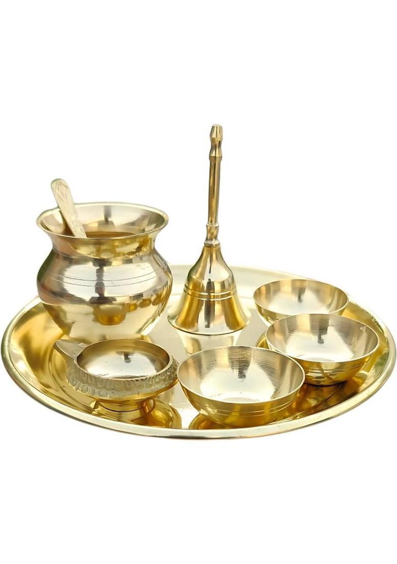 KESHAV BANJARA ENTERPRISES Pooja Essentials Kit Brass&nbsp;&nbsp;(8 Pieces, Gold) - Indya