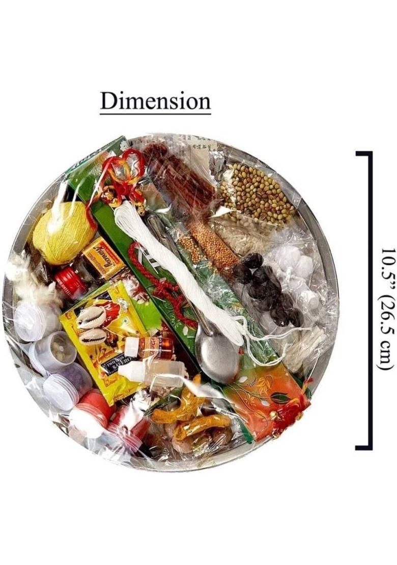 VE AND YOU One Puja Kit Thali Navrata , Durga Hawan Puja, Diwali Laxmi Pujan,(31 Pieces) Stainless Steel&nbsp;&nbsp;(1 Pieces, Silver) - Indya