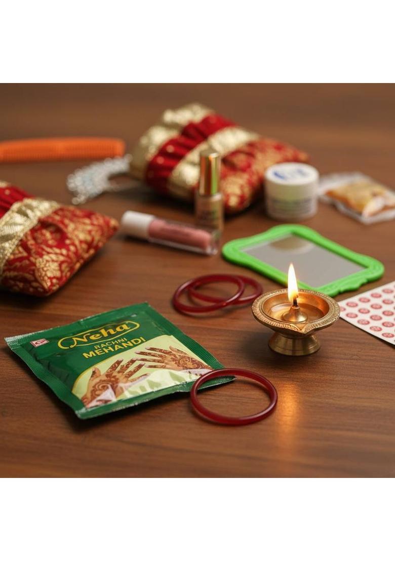 KHUSHA CREATIONS Solah Shringar Kit Set for Devi Mata Rani Pooja | Sola Sringar Kit with Box Steel&nbsp;&nbsp;(16 Pieces, Multicolor) - Indya