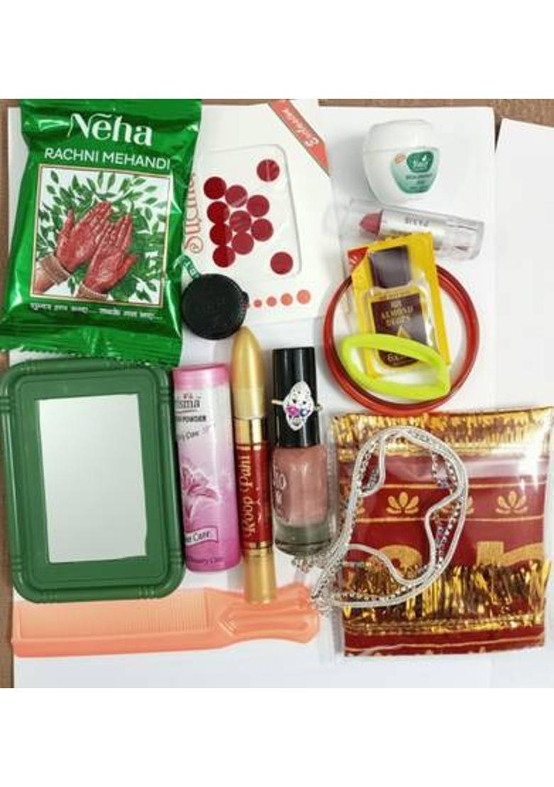 KHUSHA CREATIONS Solah Shringar Kit Set for Devi Mata Rani Pooja | Sola Sringar Kit with Box Steel&nbsp;&nbsp;(16 Pieces, Multicolor) - Indya