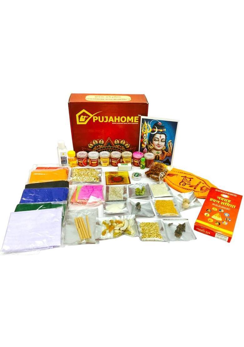 pujahome Maha Mirtunjaya Path Puja Samagri Kit (Includes 45 Items) Prayer Kit - Indya