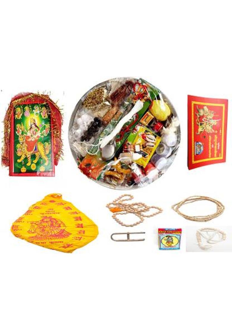 Sprha Navratri Puja samagri , Japa mala kit ,Mata photo n plate (39 Pieces) Prayer Kit - Indya