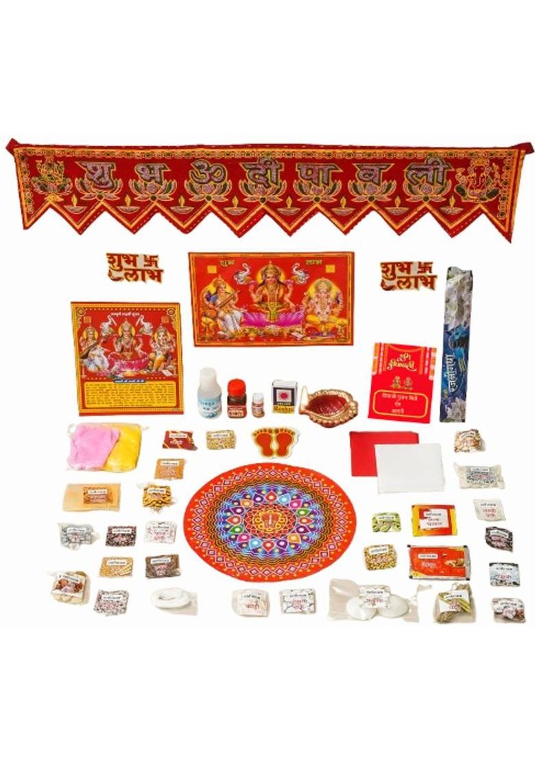 iinfinize Diwali Pooja Kit 41 pcs set Deepawali Dhanterash Puja Kit Prayer Kit - Indya