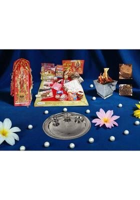 KAVIM Navratri Pooja samagri, Photo 17 cm, pooja plate ,Hawan Cup(36 Items) Prayer Kit