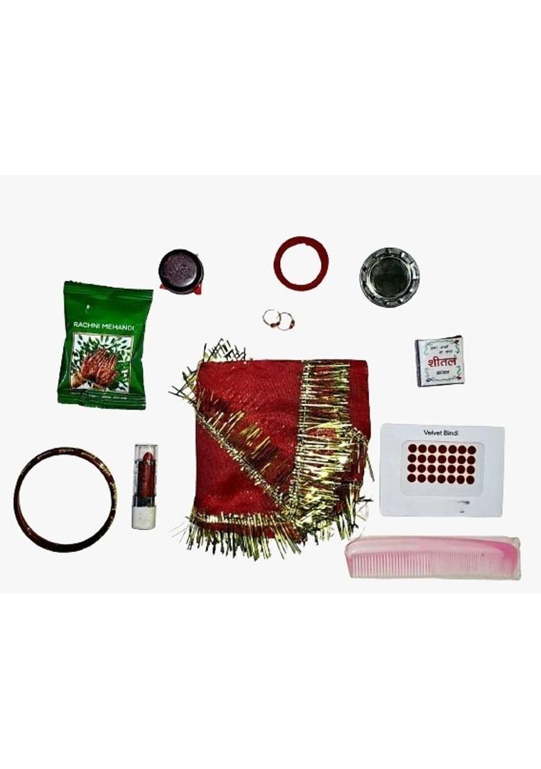 KHUSHA CREATIONS Mata 11 Shringar For Durga Mata Pooja/Prayer Kit/Suhag set/Pooja Essentials Plastic&nbsp;&nbsp;(11 Pieces, Multicolor) - Indya