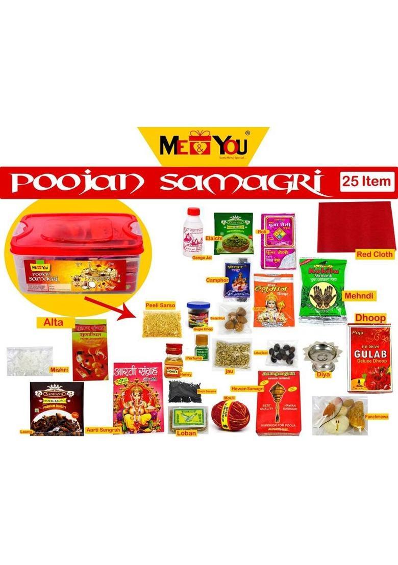 ME&YOU Puja Kit, Puja Samagri for Navratri, 25 Item for Pooja Prayer Kit - Indya