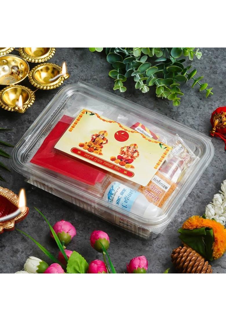 iinfinize Diwali Pooja Kit 41 pcs set Ganesh Lakshami All Puja Samagri Prayer Kit - Indya
