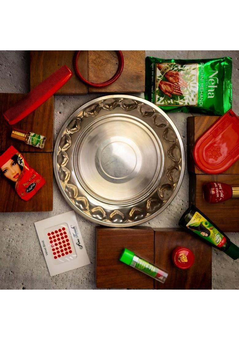 SHRI ANAND Navratri special Durga mata meakup Kit /Mata ka Shringar Set of 11 for Navratri Steel&nbsp;&nbsp;(1 Pieces, Silver) - Indya