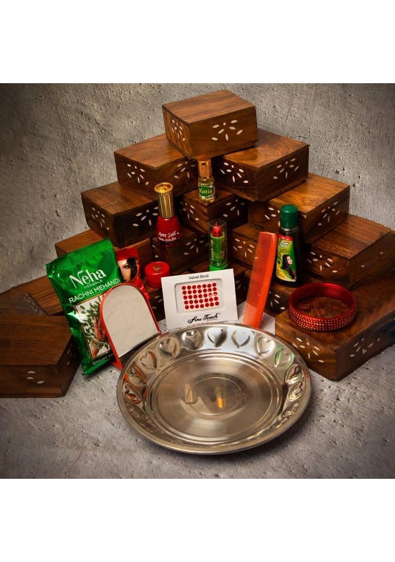 SHRI ANAND Navratri special Durga mata meakup Kit /Mata ka Shringar Set of 11 for Navratri Steel&nbsp;&nbsp;(1 Pieces, Silver) - Indya