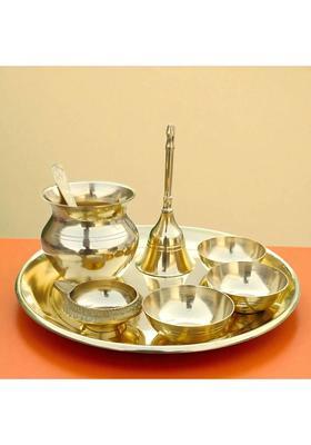 HUZUR JI Pooja Essentials Kit Brass&nbsp;&nbsp;(8 Pieces, Gold)