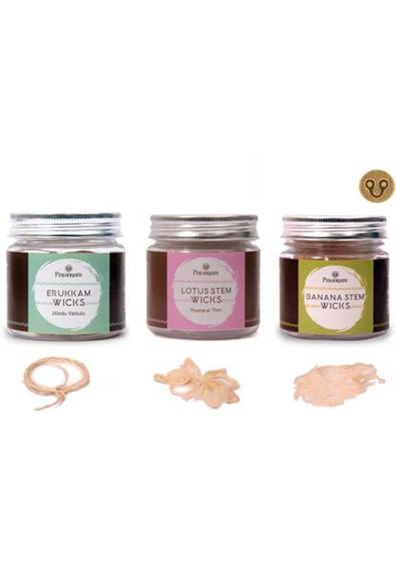 Puyangam Erukkam Wicks - Lotus Wicks - Banana Stem Wicks- 30 Pcs Prayer Kit - Indya