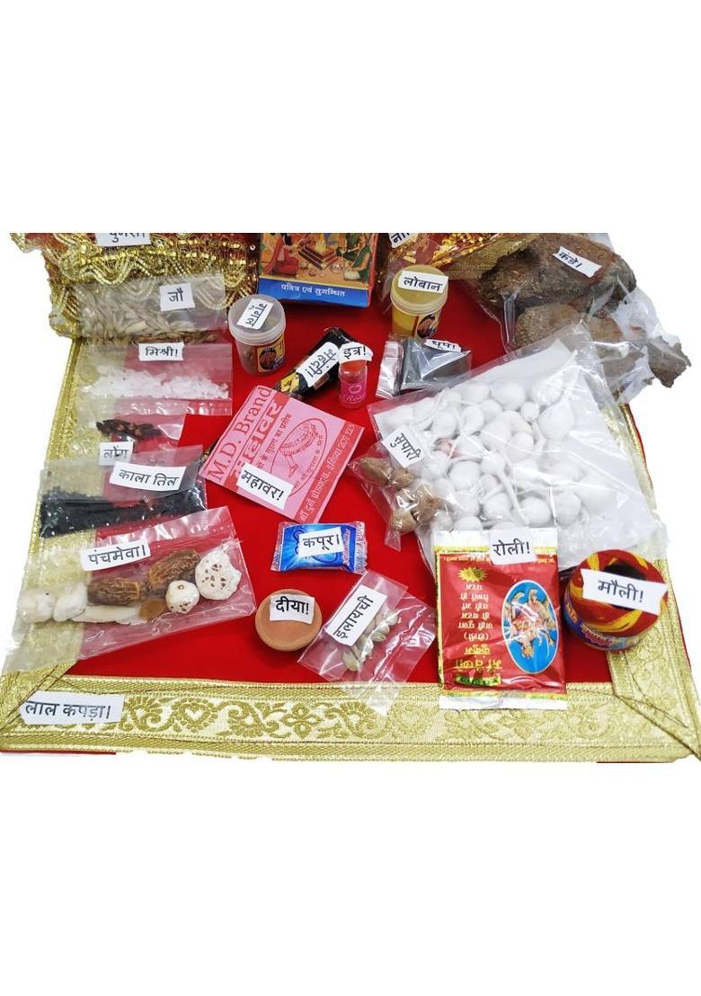 KAVIM Navratri Pooja samagri ,Murti 3.5 Inch ,Rice light and Hawan Cup ( 36 Items) Prayer Kit - Indya
