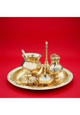 twilight Decorative Brass Aarti Thali Kit for Home Temple Decor Brass&nbsp;&nbsp;(7 Pieces, Gold)