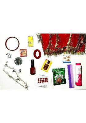 KHUSHA CREATIONS Mata 16 Shringar With Basket For Durga Mata Pooja/ Prayer Kit / Suhag set Plastic&nbsp;&nbsp;(16 Pieces, Multicolor)