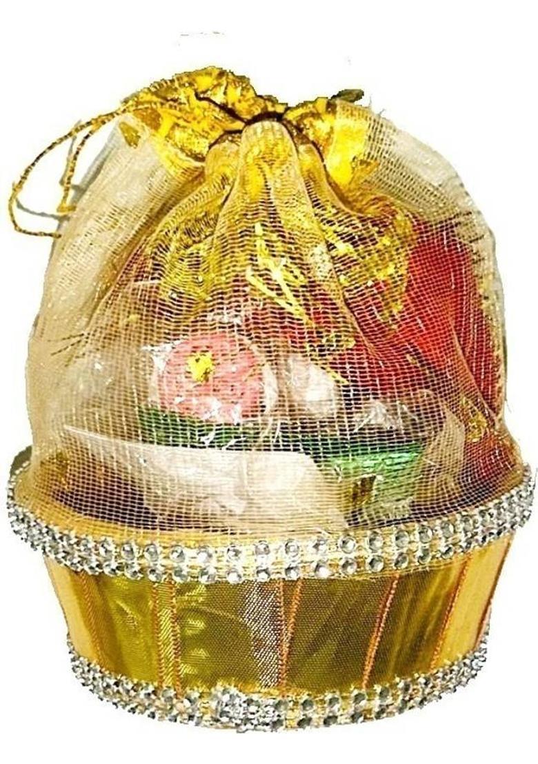 KHUSHA CREATIONS Mata 16 Shringar With Basket For Durga Mata Pooja/ Prayer Kit / Suhag set Plastic&nbsp;&nbsp;(16 Pieces, Multicolor) - Indya