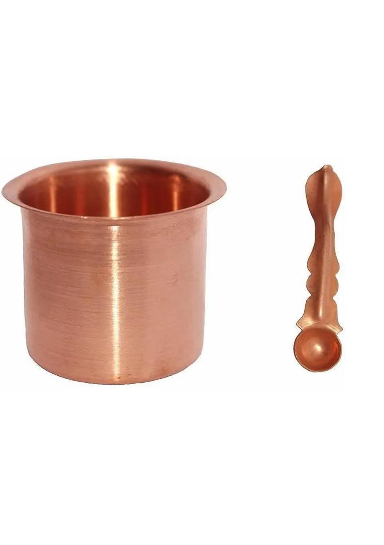 SIYAA SIYAA ;- Traditional Handcrafted Brass Pooja Thali/Aarti Bartan Plate Set Of 3 pcs Brass, Copper  (1 Pieces, Gold) - Indya