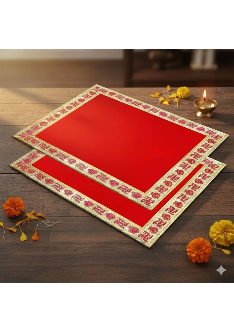 Dreamy Design Used in Pooja rituals Altar Cloth  (Pack of 2) - Indya