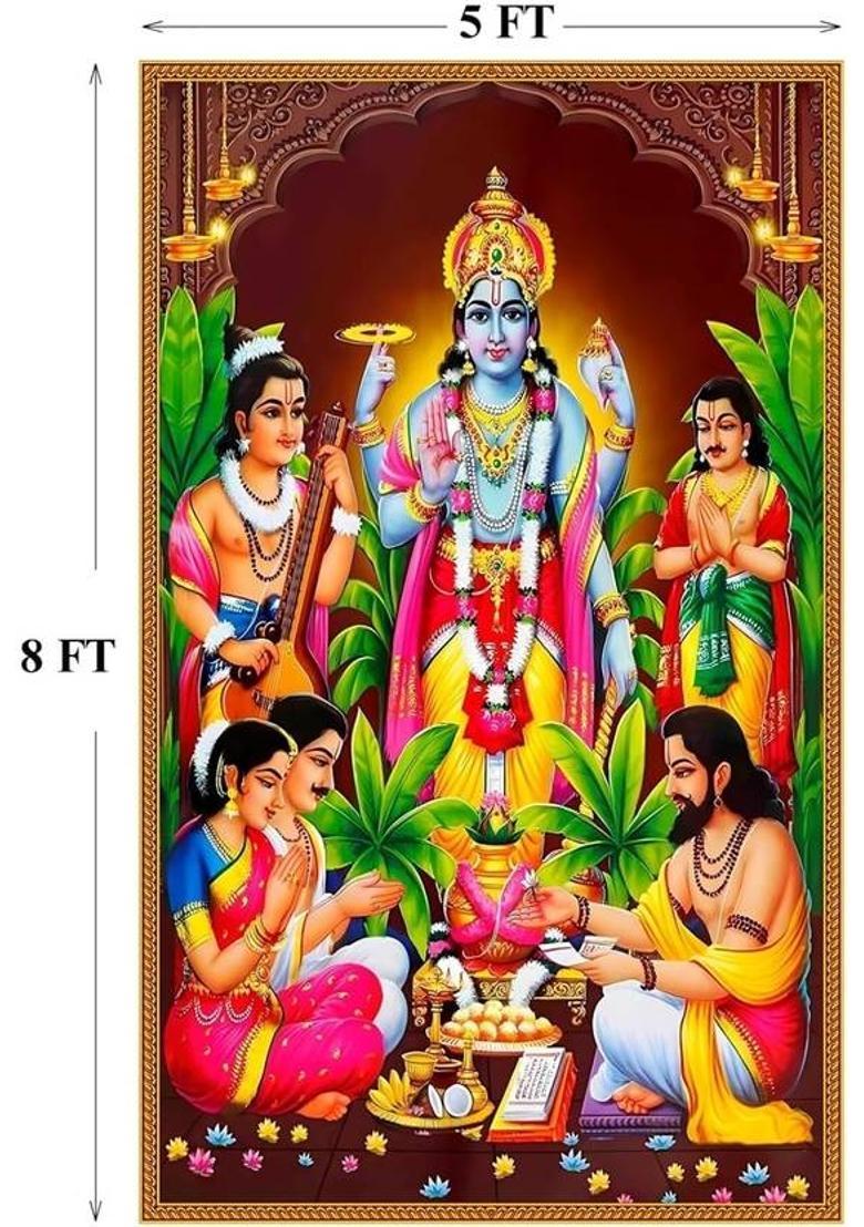 WINNSUN Satyanarayan vrat katha pooja Altar Cloth - Indya