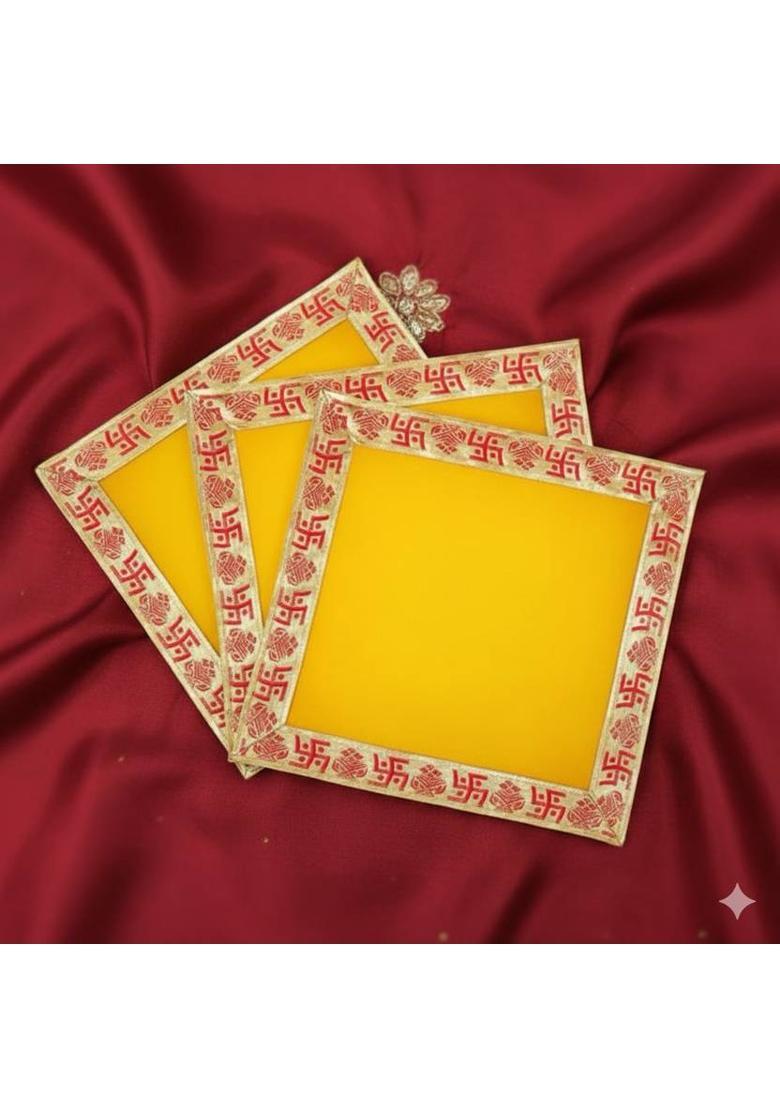 Dreamy Design Used in Pooja rituals Altar Cloth  (Pack of 3) - Indya