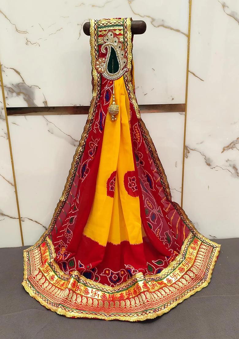 Pure Silk Embroidered Yellow Women Dupatta - Indya