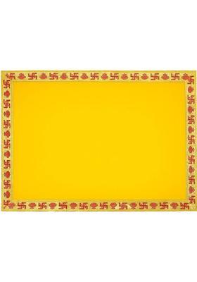 Tapoday ( 16 x 22 Inch ) Yellow Velvet Pooja Aasan Cloth / Chowki Assan Kapda Altar Cloth