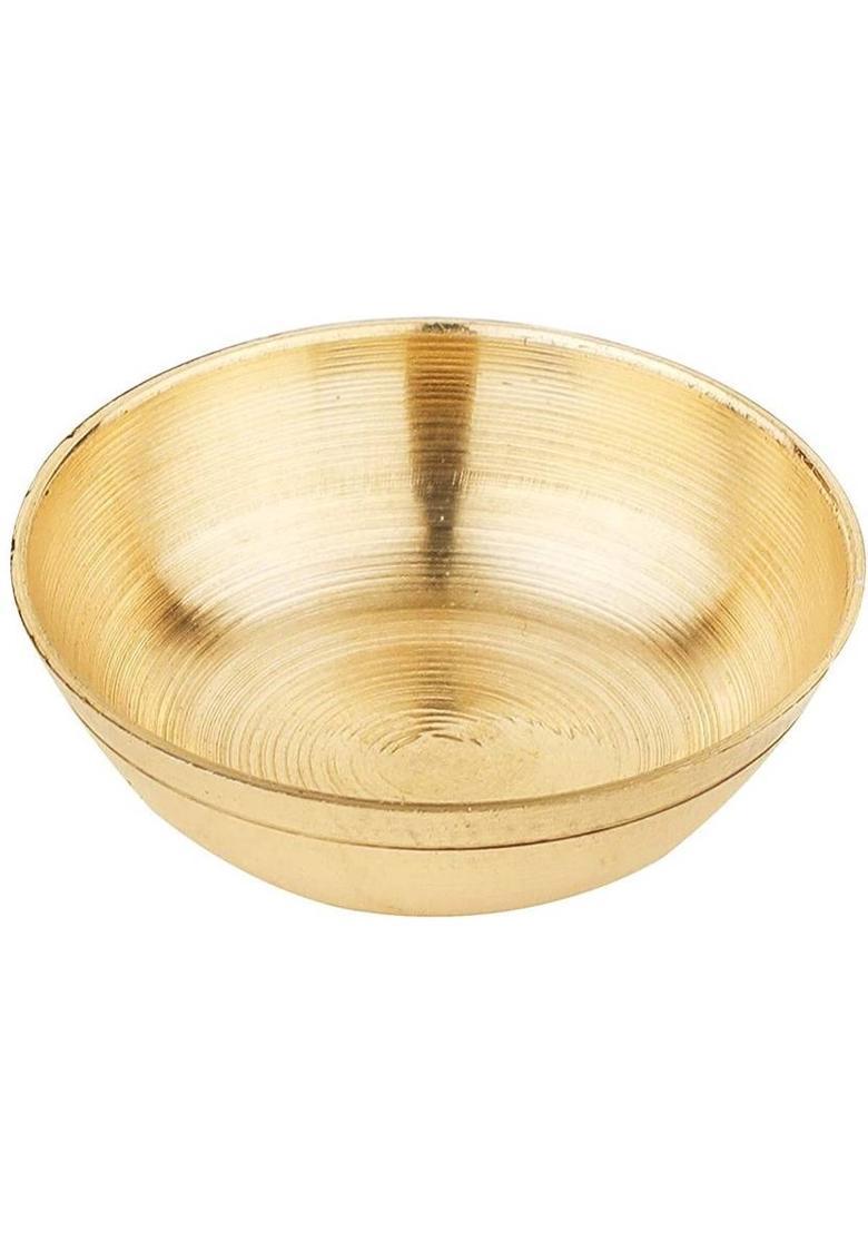 DARIDRA BHANJAN Premium Brass Pooja Plate Set | Aarti Thali with Katori, Bell, Glass & Spoon Brass  (1 Pieces, Gold) - Indya