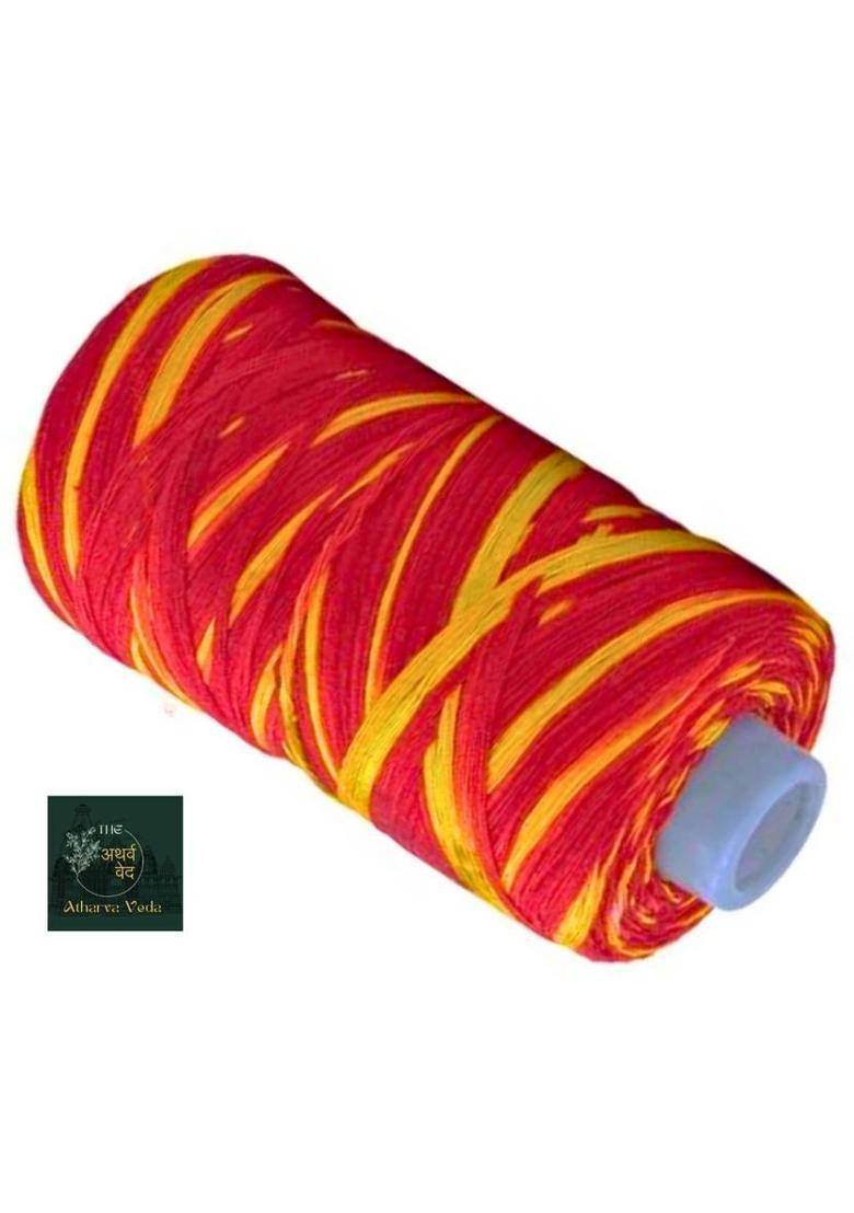 The Atharva-veda 6 Navrtari DIWALI Pooja Red Saffron MAULI Thread, KALAWA, Rakshasutra, Mote Moli Prayer Kit - Indya