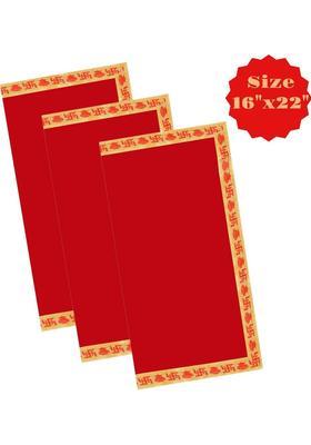 Earth joy Chowki Aasan for God Mandir pooja (16x22 inches) used in navratri, karwa choth Altar Cloth  (Pack of 3)