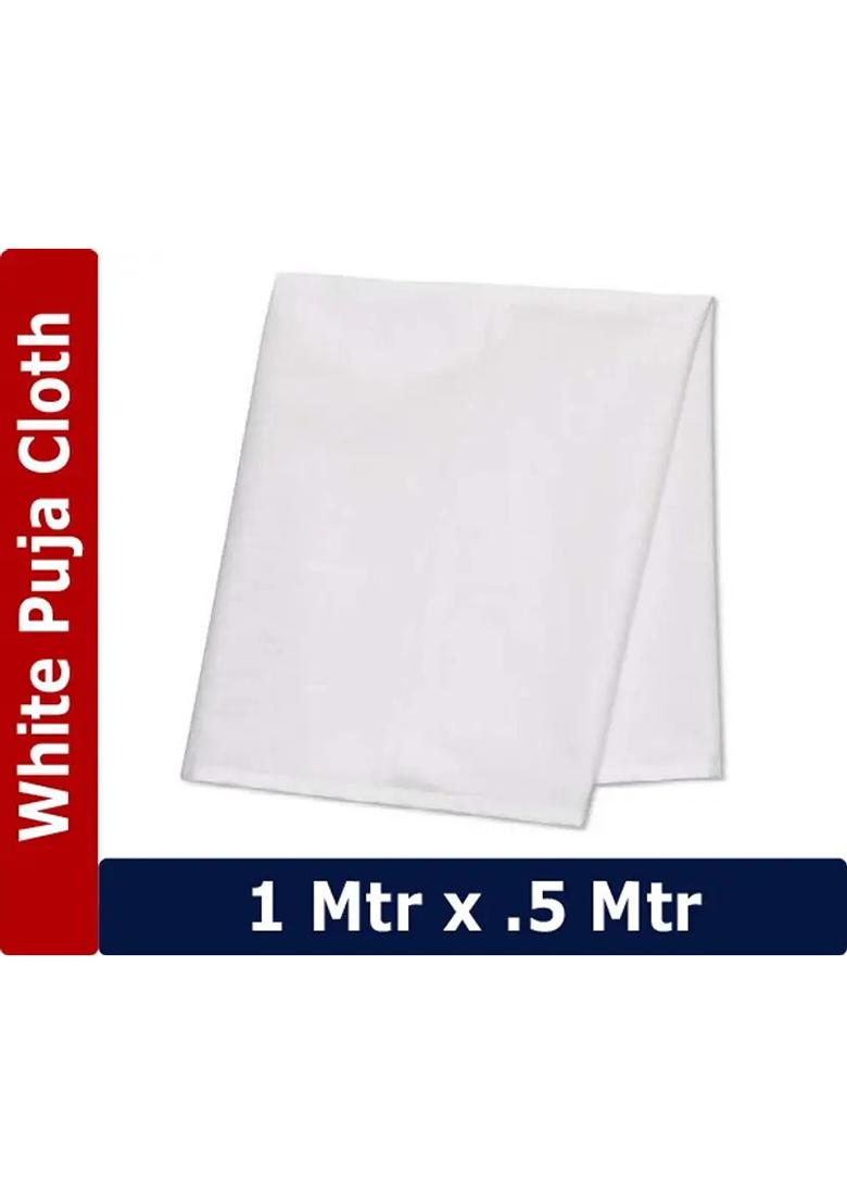 Darshan Sandhya Hindu Pure Cotton Hindu White Cloth, Safed Kapda for Puja, For Mandir Altar Cloth - Indya