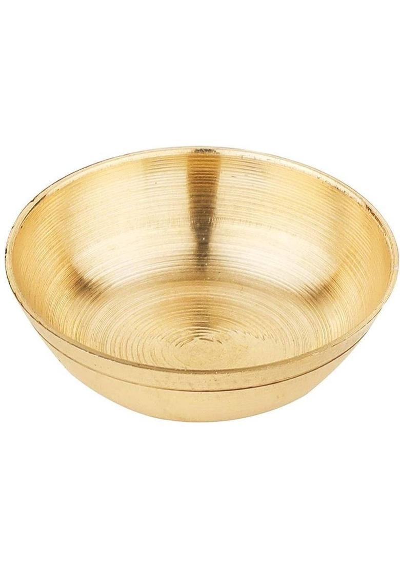 EliteTouch Brass Mandir Pooja Thali Pack | 2 Katori + Bell + Glass + Spoon Included Brass  (1 Pieces, Gold) - Indya