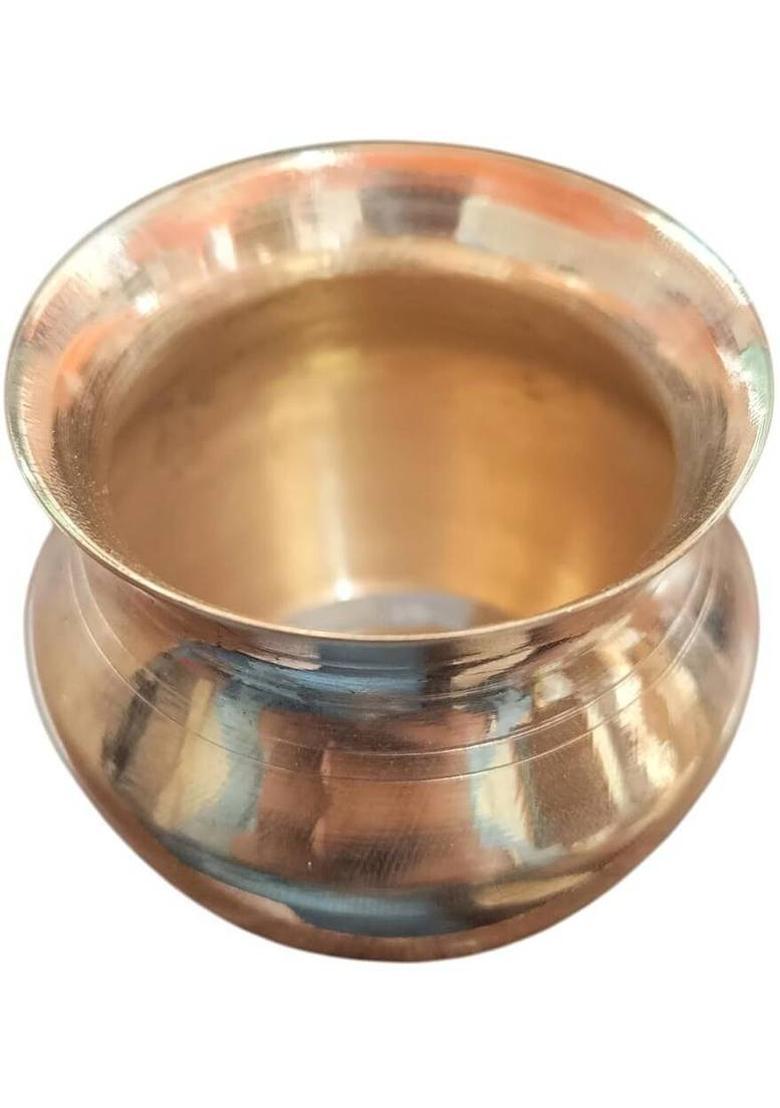EliteTouch Brass Puja Set with Thali, Kuber Diya, Bell, Brass Lota & Katori(Set of 3) Brass  (1 Pieces, Gold) - Indya