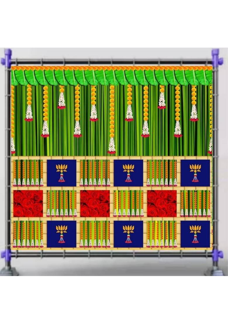 MANIFER Pichwai Backdrop | Backdrop Decoration Cloth | Cloth For Katha Altar Cloth - Indya