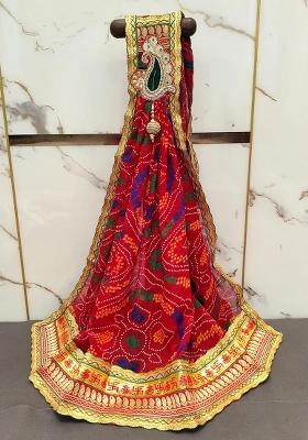 Pure Silk Embroidered Red Women Dupatta