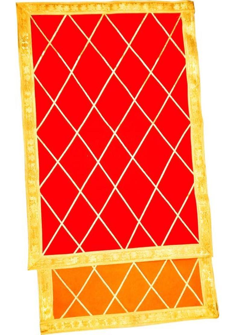 POOJA GHAR Designer Velvet Deity Aasan (19 inches * 29 inches) Altar Cloth  (Pack of 2) - Indya