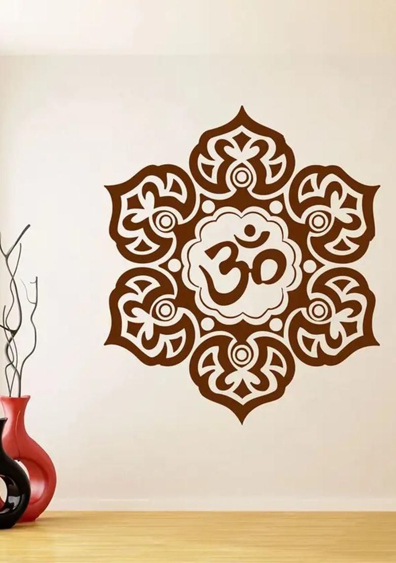 Decor Villa 58 cm Decor villa Om flower Wall Wall Decal & Sticker Self Adhesive Sticker  (Pack of 1) - Indya