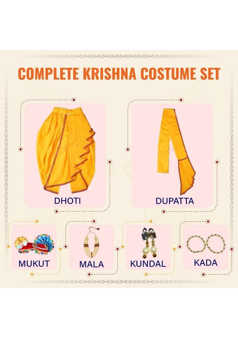 sarvda Krishna Dress Set for kids|Janamasthmi Kanha Costume with All Accessories Kids Costume Wear - Indya