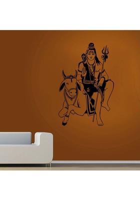Decor Villa 43 cm Decor villa Shiv sitting on nandi Wall decal & sticker Black Color Medium size - 43*58 Cm Self Adhesive Sticker  (Pack of 1)