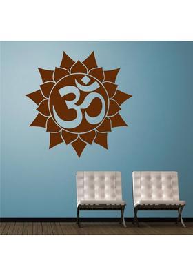 Decor Villa 58 cm Decor villa Om with flower Wall Decal & Sticker Self Adhesive Sticker  (Pack of 1)